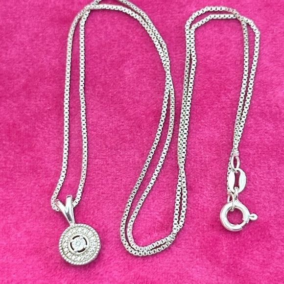 DIAMOND PENDANT NECKLACE STERLING SILVER 3396 B - Picture 3 of 11